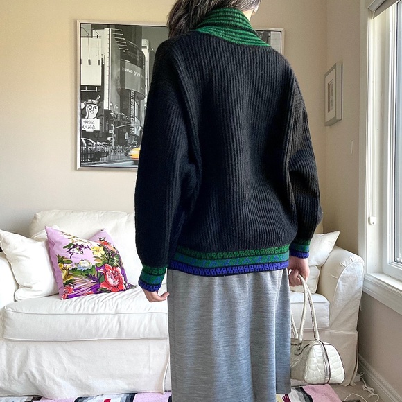 Vintage shawl collar chunky knit sweater - Picture 5 of 15